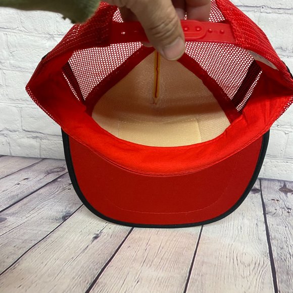 Vintage Trucker hat Mesh Cap Snapback Red Black Stripes DUNIECE Bros. Trucking - Picture 7 of 10